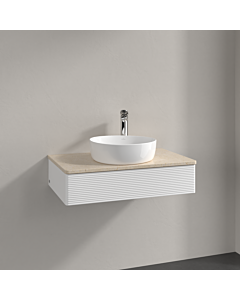 Villeroy und Boch Antao Waschtisch-Unterschrank K08153MT 80x19x50cm, Hahnloch, Waschbeckenplattenfarbe botticino, white matt lacquer