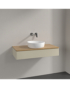 Villeroy &amp; Boch Antao vanity unit K09011HJ 100x19x50cm, washbasin top color honey oak, silk grey matt lacquer