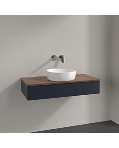 Villeroy und Boch Antao Waschtisch-Unterschrank K09012HG 100x19x50cm, Waschbeckenplattenfarbe warm walnut, midnight blue matt lacquer