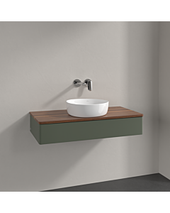 Villeroy und Boch Antao Waschtisch-Unterschrank K09012HL 100x19x50cm, Waschbeckenplattenfarbe warm walnut, leaf green matt lacquer