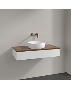 Villeroy &amp; Boch Antao vanity unit K09012MT 100x19x50cm, washbasin top color warm walnut, white matt lacquer