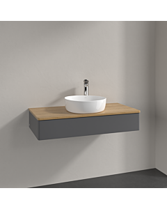 Villeroy und Boch Antao Waschtisch-Unterschrank K09051GK 100x19x50cm, Hahnloch, Waschbeckenplattenfarbe honey oak, anthracite matt lacquer