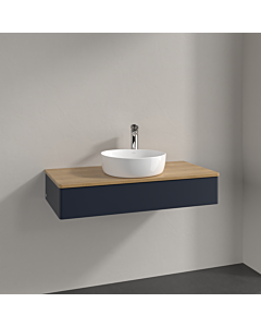 Villeroy und Boch Antao Waschtisch-Unterschrank K09051HG 100x19x50cm, Hahnloch, Waschbeckenplattenfarbe honey oak, midnight blue matt lacquer