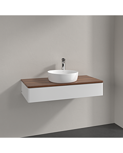 Villeroy und Boch Antao Waschtisch-Unterschrank K09052GF 100x19x50cm, Hahnloch, Waschbeckenplattenfarbe warm walnut, glossy white lacquer