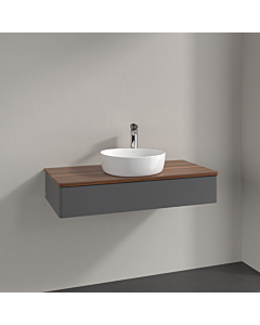 Villeroy &amp; Boch Antao vanity unit K09052GK 100x19x50cm, tap hole, washbasin top color warm walnut, anthracite matt lacquer