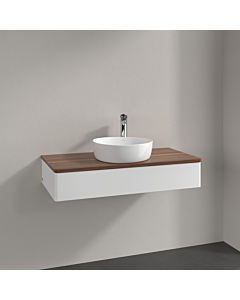 Villeroy &amp; Boch Antao vanity unit K09052MT 100x19x50cm, tap hole, washbasin top color warm walnut, white matt lacquer