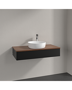 Villeroy &amp; Boch Antao vanity unit K09052PD 100x19x50cm, tap hole, washbasin top color warm walnut, black matt lacquer