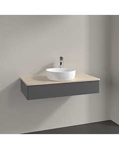 Villeroy und Boch Antao Waschtisch-Unterschrank K09053GK 100x19x50cm, Hahnloch, Waschbeckenplattenfarbe botticino, anthracite matt lacquer