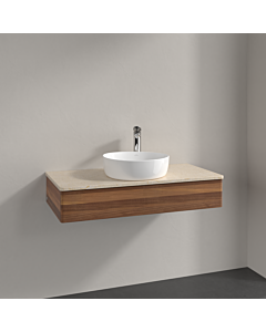 Villeroy &amp; Boch Antao vanity unit K09053HM 100x19x50cm, tap hole, washbasin top color botticino, warm walnut