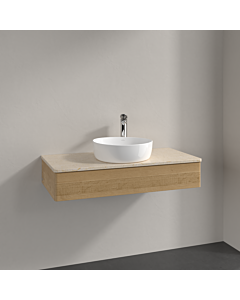 Villeroy und Boch Antao Waschtisch-Unterschrank K09053HN 100x19x50cm, Hahnloch, Waschbeckenplattenfarbe botticino, honey oak