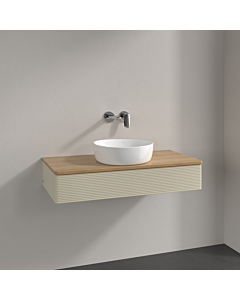 Villeroy &amp; Boch Antao vanity unit K09111HJ 100x19x50cm, washbasin top color honey oak, silk grey matt lacquer