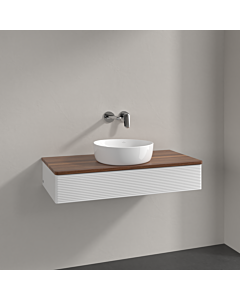 Villeroy und Boch Antao Waschtisch-Unterschrank K09112GF 100x19x50cm, Waschbeckenplattenfarbe warm walnut, glossy white lacquer