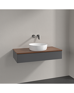 Villeroy &amp; Boch Antao vanity unit K09112GK 100x19x50cm, washbasin top color warm walnut, anthracite matt lacquer