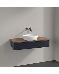 Villeroy und Boch Antao Waschtisch-Unterschrank K09112HG 100x19x50cm, Waschbeckenplattenfarbe warm walnut, midnight blue matt lacquer