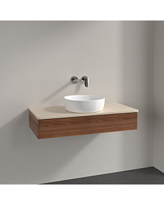 Villeroy &amp; Boch Antao vanity unit K09113HM 100x19x50cm, washbasin top color botticino, warm walnut