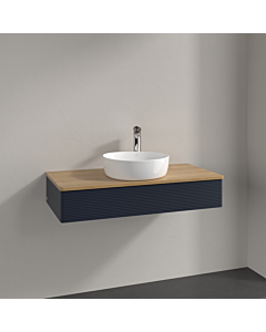Villeroy und Boch Antao Waschtisch-Unterschrank K09151HG 100x19x50cm, Hahnloch, Waschbeckenplattenfarbe honey oak, midnight blue matt lacquer