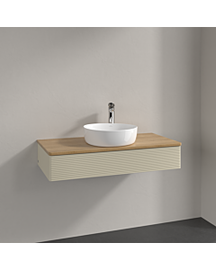 Villeroy &amp; Boch Antao vanity unit K09151HJ 100x19x50cm, tap hole, washbasin top color honey oak, silk grey matt lacquer