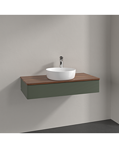 Villeroy &amp; Boch Antao vanity unit K09152HL 100x19x50cm, tap hole, washbasin top color warm walnut, leaf green matt lacquer