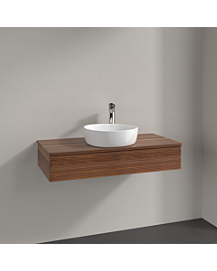 Villeroy und Boch Antao Waschtisch-Unterschrank K09152HM 100x19x50cm, Hahnloch, Waschbeckenplattenfarbe warm walnut, warm walnut