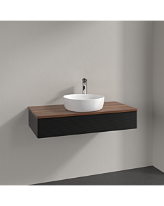 Villeroy &amp; Boch Antao vanity unit K09152PD 100x19x50cm, tap hole, washbasin top color warm walnut, black matt lacquer