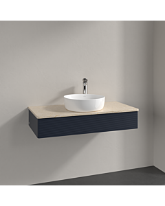 Villeroy und Boch Antao Waschtisch-Unterschrank K09153HG 100x19x50cm, Hahnloch, Waschbeckenplattenfarbe botticino, midnight blue matt lacquer