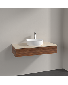 Villeroy &amp; Boch Antao vanity unit K09153HM 100x19x50cm, tap hole, washbasin top color botticino, warm walnut