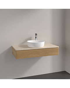 Villeroy &amp; Boch Antao vanity unit K09153HN 100x19x50cm, tap hole, washbasin top color botticino, honey oak