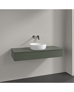 Meuble vasque Villeroy &amp; Boch Antao K10010HL 120 x 19 x 50 cm, coloris du plan vasque : laque mate vert feuille