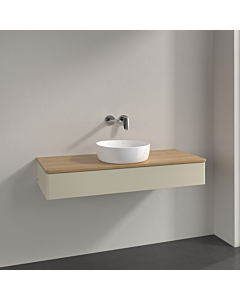 Villeroy &amp; Boch Antao vanity unit K10011HJ 120x19x50cm, washbasin top color honey oak, silk grey matt lacquer