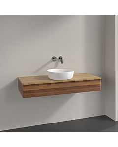 Meuble vasque Villeroy &amp; Boch Antao K10011HM 120 x 19 x 50 cm, plan vasque couleur chêne miel, noyer chaud