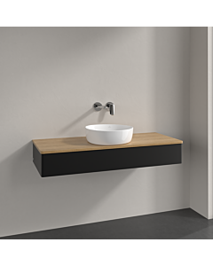 Meuble vasque Villeroy &amp; Boch Antao K10011PD 120 x 19 x 50 cm, plan vasque couleur chêne miel, laque noire mate