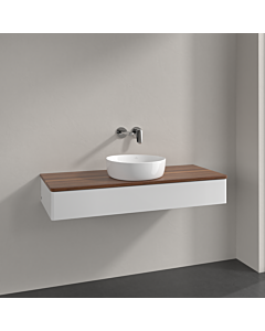 Villeroy &amp; Boch Antao vanity unit K10012GF 120x19x50cm, washbasin top color warm walnut, glossy white lacquer
