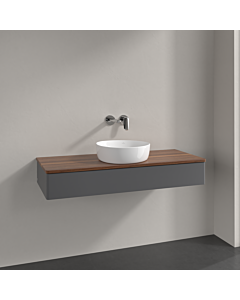 Meuble vasque Villeroy &amp; Boch Antao K10012GK 120 x 19 x 50 cm, plan vasque couleur noyer chaud, laque anthracite mate