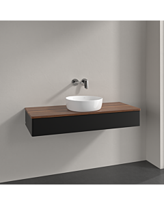 Villeroy &amp; Boch Antao vanity unit K10012PD 120x19x50cm, washbasin top color warm walnut, black matt lacquer