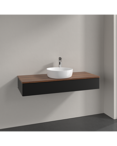 Villeroy &amp; Boch Antao vanity unit K10052PD 120x19x50cm, tap hole, washbasin top color warm walnut, black matt lacquer