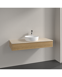 Villeroy &amp; Boch Antao vanity unit K10053HN 120x19x50cm, tap hole, washbasin top color botticino, honey oak