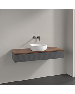 Villeroy &amp; Boch Antao vanity unit K10112GK 120x19x50cm, washbasin top color warm walnut, anthracite matt lacquer