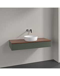 Villeroy &amp; Boch Antao vanity unit K10112HL 120x19x50cm, washbasin top color warm walnut, leaf green matt lacquer