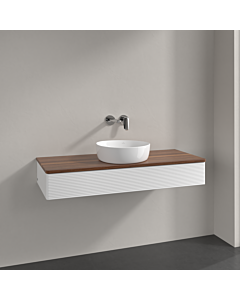 Villeroy &amp; Boch Antao vanity unit K10112MT 120x19x50cm, washbasin top color warm walnut, white matt lacquer