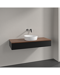Villeroy &amp; Boch Antao vanity unit K10112PD 120x19x50cm, washbasin top color warm walnut, black matt lacquer