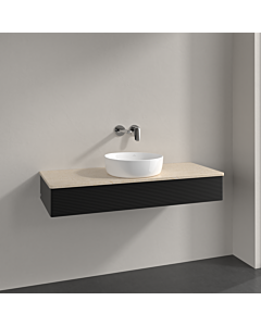 Meuble vasque Villeroy &amp; Boch Antao K10113PD 120 x 19 x 50 cm, plan vasque couleur Botticino, laque noire mate
