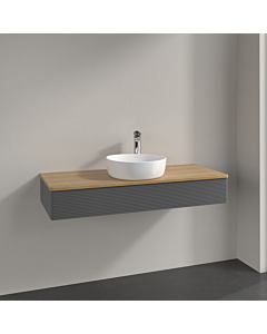 Villeroy &amp; Boch Antao vanity unit K10151GK 120x19x50cm, tap hole, washbasin top color honey oak, anthracite matt lacquer