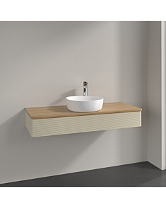 Villeroy &amp; Boch Antao vanity unit K10151HJ 120x19x50cm, tap hole, washbasin top color honey oak, silk grey matt lacquer