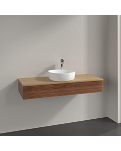 Villeroy &amp; Boch Antao vanity unit K10151HM 120x19x50cm, tap hole, washbasin top color honey oak, warm walnut