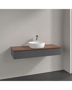 Villeroy &amp; Boch Antao vanity unit K10152GK 120x19x50cm, tap hole, washbasin top color warm walnut, anthracite matt lacquer