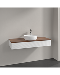 Villeroy &amp; Boch Antao vanity unit K10152MT 120x19x50cm, tap hole, washbasin top color warm walnut, white matt lacquer