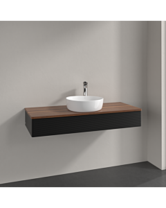 Villeroy &amp; Boch Antao vanity unit K10152PD 120x19x50cm, tap hole, washbasin top color warm walnut, black matt lacquer