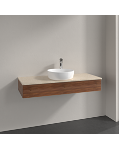 Villeroy &amp; Boch Antao vanity unit K10153HM 120x19x50cm, tap hole, washbasin top color botticino, warm walnut