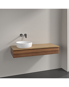 Meuble vasque Villeroy &amp; Boch Antao K11011HM 120 x 19 x 50 cm, plan vasque couleur chêne miel, noyer chaud