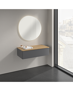 Buffet Villeroy &amp; Boch Antao K40001GK 100 x 26,8 x 50 cm, plan vasque couleur chêne miel, laque anthracite mate